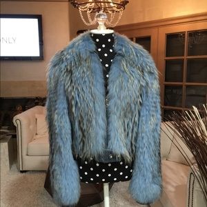 Versace Blue Marmot Fur Jacket